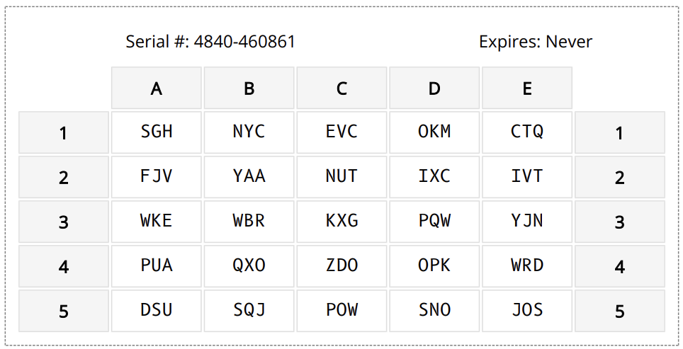 passcode grid monoscaped