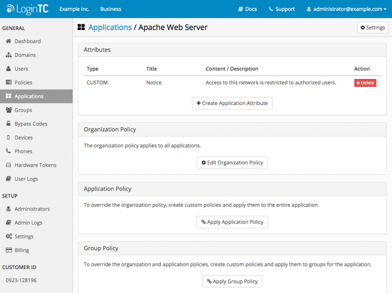 applicationsshowattributesvalues LoginTC