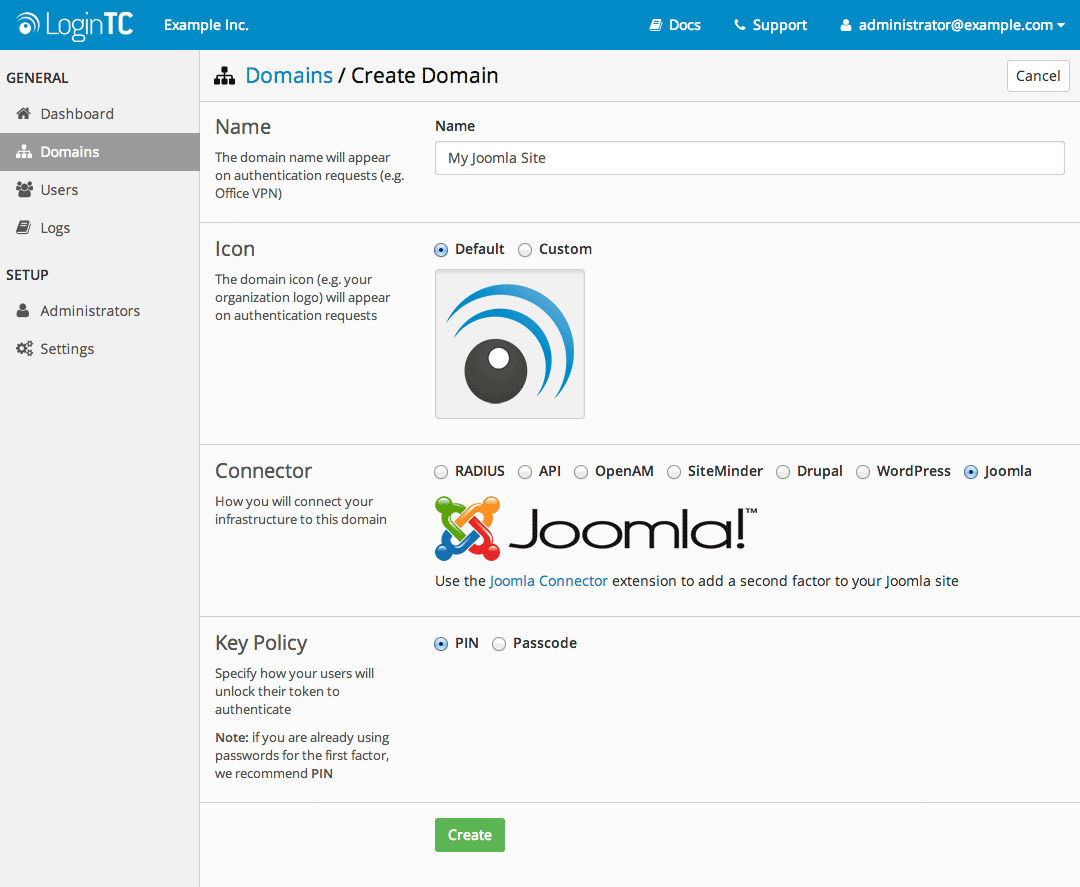 Create Joomla Domain