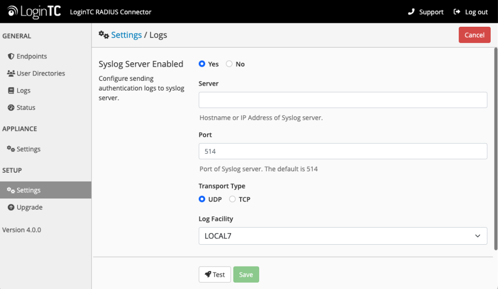 syslog access for radius