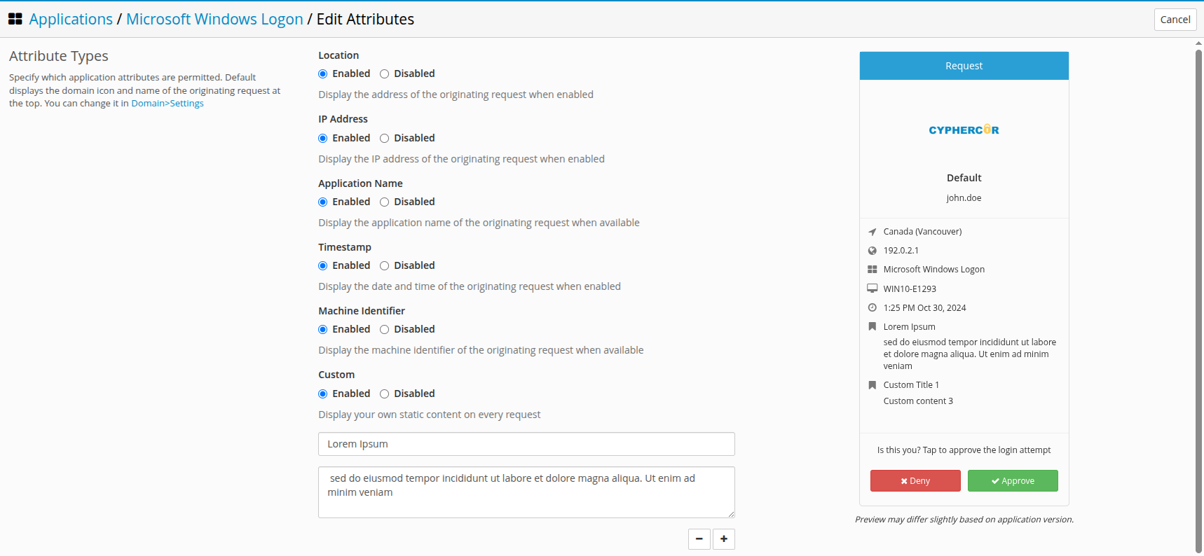 attribute list order
