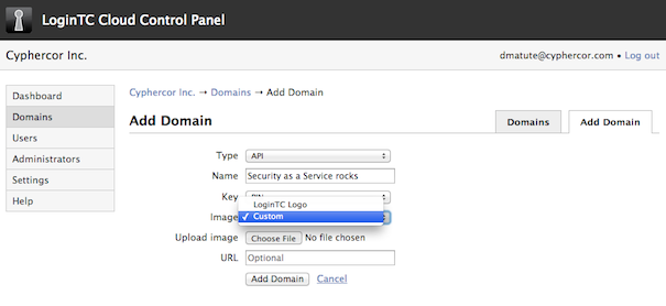 Select Custom image when creating a domain