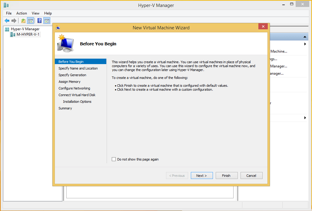 New Hyper-V VM Step 1