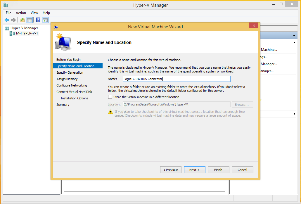 New Hyper-V VM Step 2