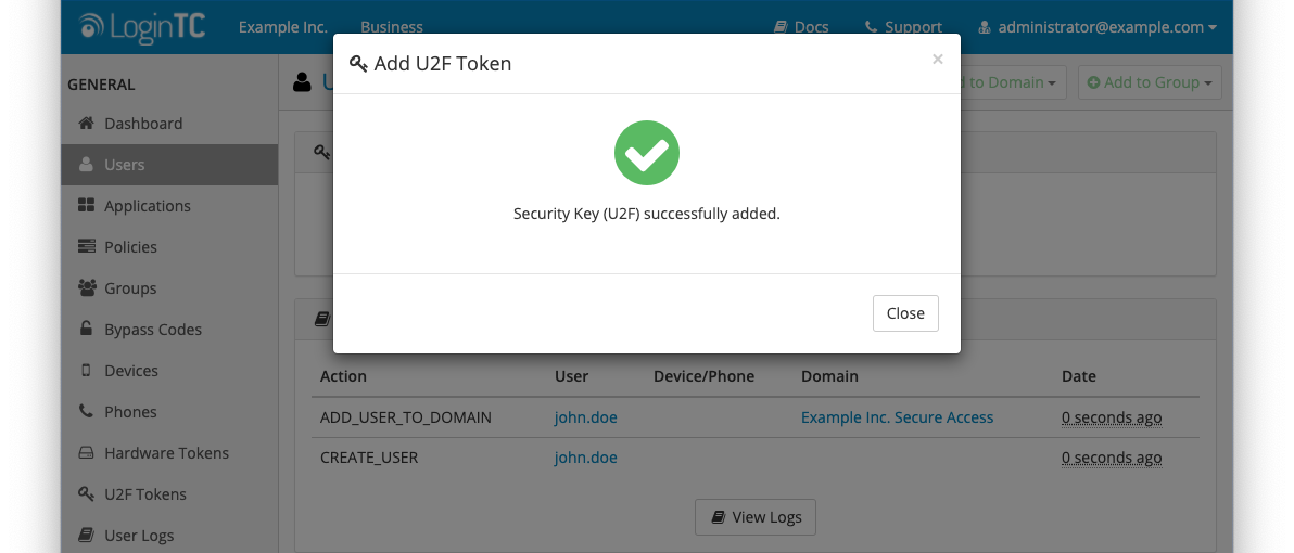 U2F Token Details