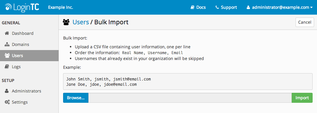 Bulk Import